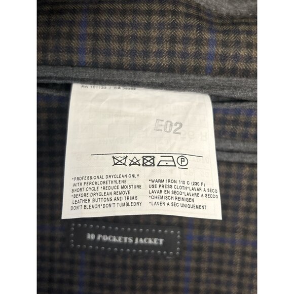 Ermenegildo Zegna Mens Brown Plaid Wool Blazer Jacket Size 46R Made In Spain - Picture 9 of 15
